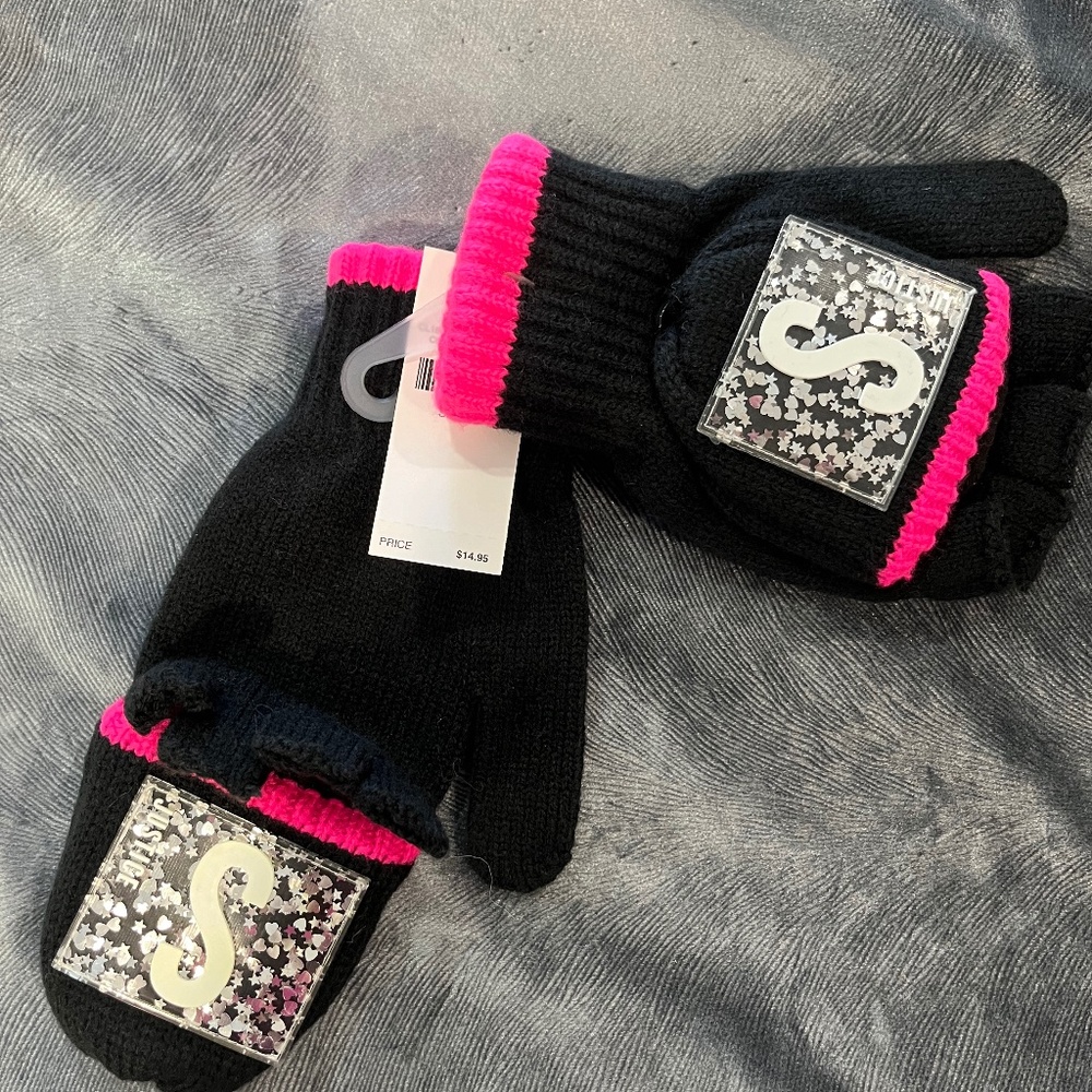 Justice girls gloves and hat set